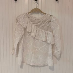Anthropologie TRYB lace white top XS